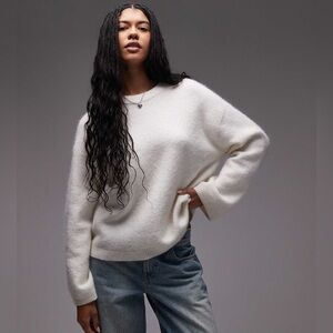 Arket super soft alpaca wool blend relaxed sweater in off-white, XS